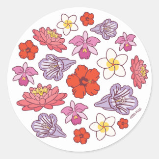 Sticker Rond Printemps tropical