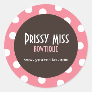 Sticker rond Prissy Miss Pink Polka Dot Chic