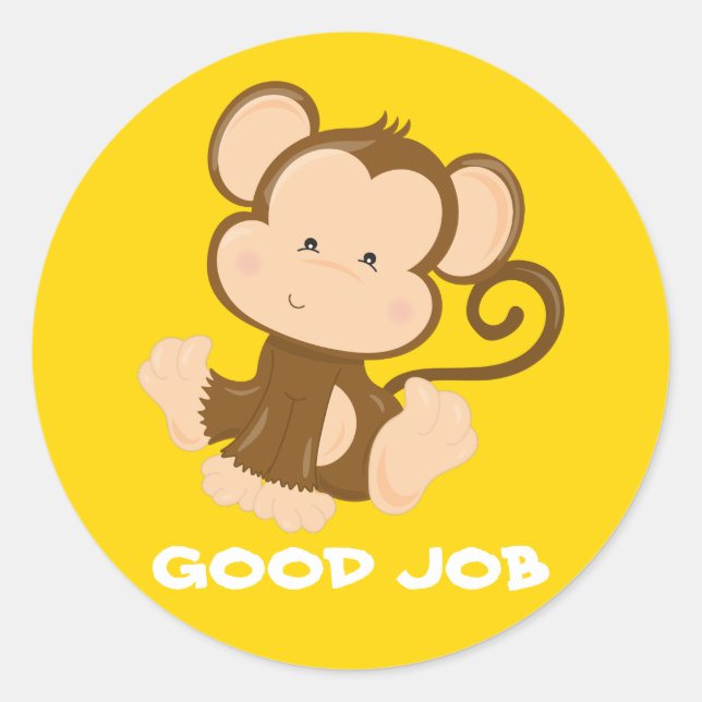 Sticker Rond Prix de l'enseignant de l'école singe dessin animé (Devant)