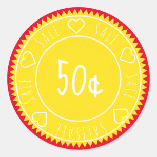 Sticker Rond Prix de vente Jaune Rouge Personnalisé