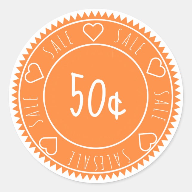 Sticker Rond Prix de vente Orange Lumineux Personnalisé (Devant)