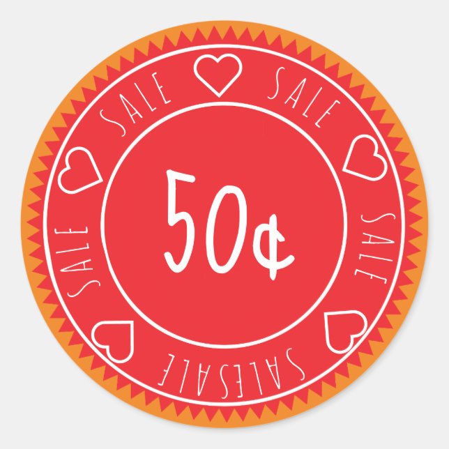 Sticker Rond Prix de vente Rouge Orange Lumineux Personnalisé (Devant)