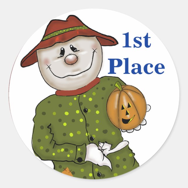 Sticker Rond Prix du concours d'Halloween Folk Scarecrow (Devant)