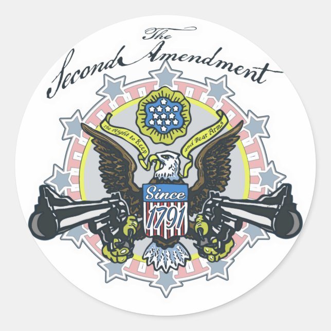 Sticker Rond Pro 2e amendement Gun Toting Eagle Gear (Devant)