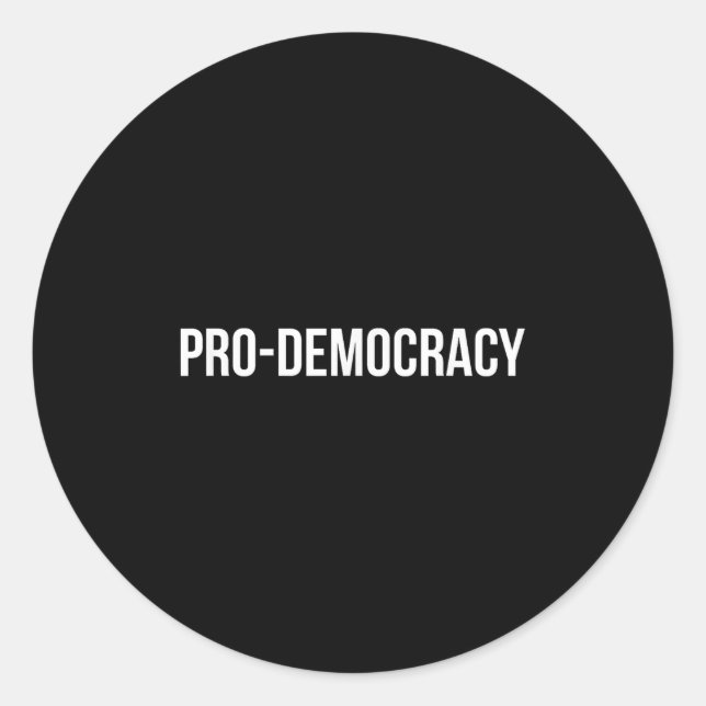 Sticker Rond Pro Democracy White Text  (Devant)