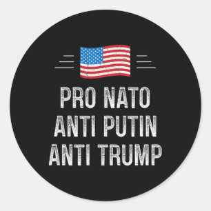 Sticker Rond Pro Otan - Anti Poutine - Anti Trump - Style Rétro