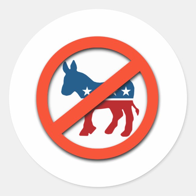 Sticker Rond Pro-Républicain / Anti-Démocrate (Devant)