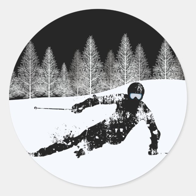 Sticker Rond Pro Skier, Ski Snowboard (Devant)