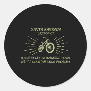 Sticker Rond Problème de vélo de montagne en ville buveuse - Sa