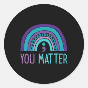Sticker Rond Problème Semicolon Prévention du suicide Purple Tu