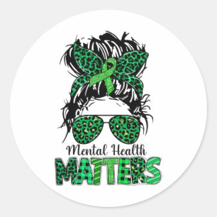 Sticker Rond Problèmes de santé Sensibilisation Messy Bun Emoti