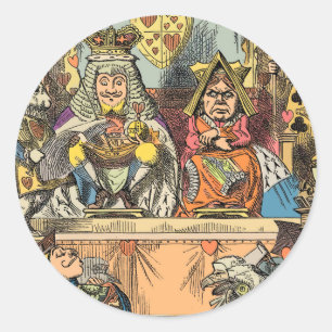 Sticker Rond Procès d'Alice, le valet de cœur vintage