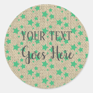 Sticker Rond Produit artisanal Étoiles Vintages burlap vert