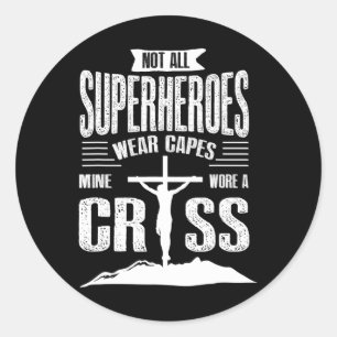 Sticker Rond Produit chrétien Tous les superhéros ne portent pa