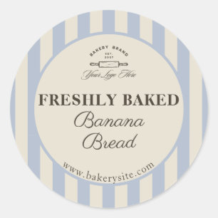 Sticker Rond Produit de boulangerie avec logo rayé bleu vintage