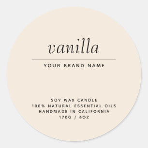 Sticker Rond Produit d'emballage moderne beige bougie
