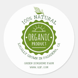 Sticker Rond Produit écologique vert biologique naturel personn