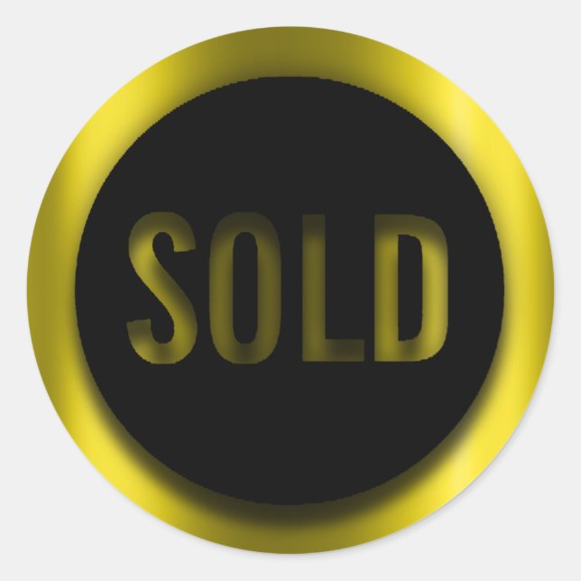 Sticker Rond Produit vendu Agent immobilier de luxe Jaune Noir (Devant)