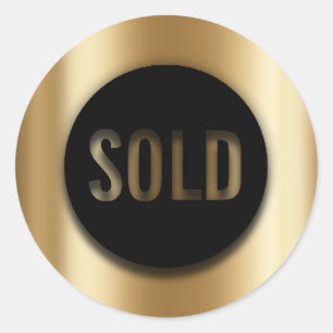 Sticker Rond Produit vendu Black Gold Luxe Agent immobilier