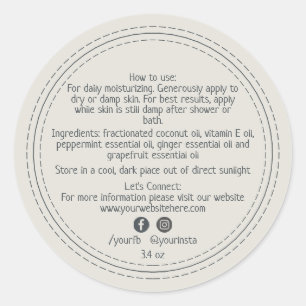 Sticker Rond Produits de beauté bio d'entreprise Gray