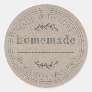 Sticker Rond Produits de boulangerie faits maison rustiques Pot