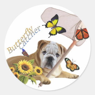 Sticker Rond Produits de catcher de papillons Bulldog