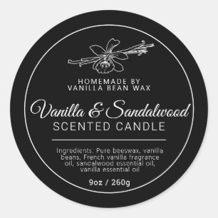 Sticker Rond Produits de la bougie de santal à la vanille fait