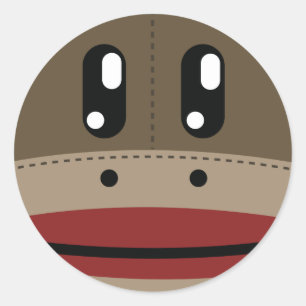 Sticker Rond Produits de visage de singe de chaussette