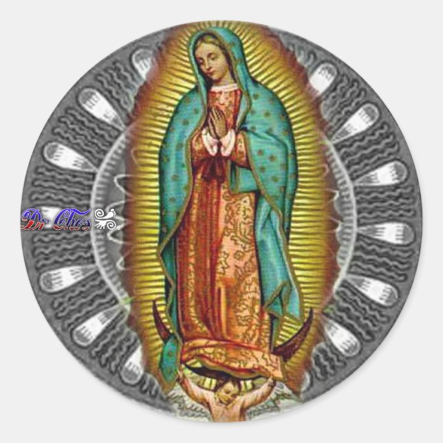 STICKER ROND PRODUITS PERSONNALISABLES DE VIRGEN DE GUADALUPE (Devant)