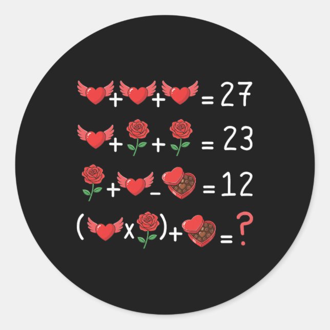 Sticker Rond Prof de maths drôle 67 Saint-Valentin prof de math (Devant)