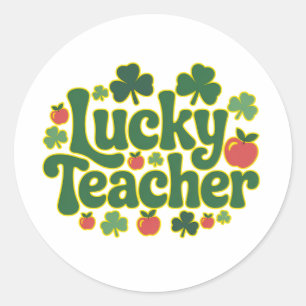 Sticker Rond Prof Lucky Fun Salle de classe Saint-Patrick 