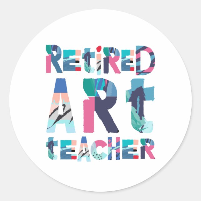 Sticker Rond Professeur d'art à la retraite Enseignement Cadeau (Devant)