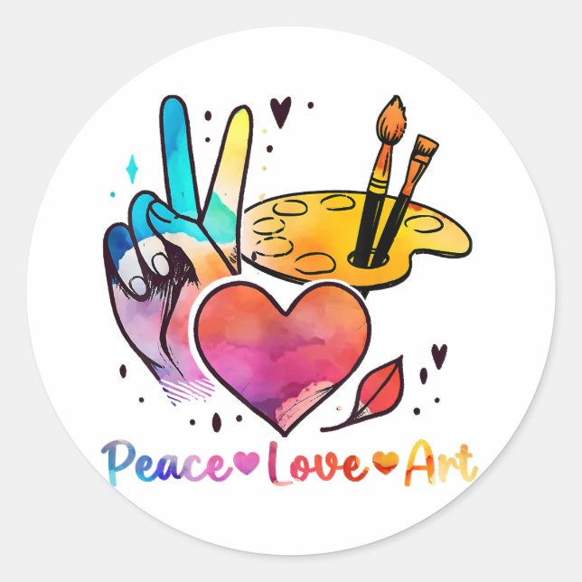 Sticker Rond Professeur D'Art Peace Love Art Pour Artistes Et P (Devant)