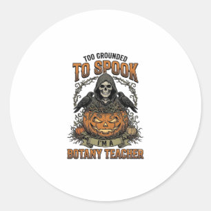 Sticker Rond Professeur de botanique Halloween Gravure vintage