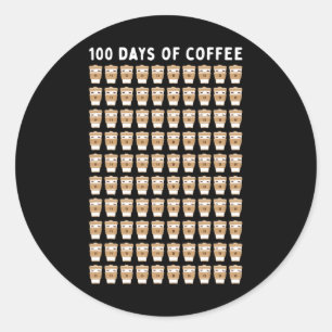 Sticker Rond Professeur de café 100 tasses de café 100e jour éc