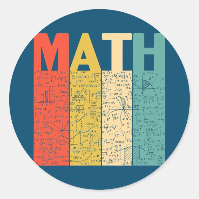 Sticker Rond Professeur de mathématiques Aimer mathématiques  (Devant)
