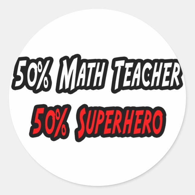 Sticker Rond Professeur de mathématiques / Superhéros (Devant)