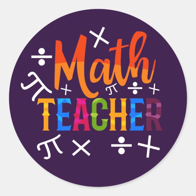 Sticker Rond Professeur De Maths De Retour À L'École (Devant)