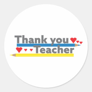 Sticker Rond Professeur de Merci - Crayons et Coeurs
