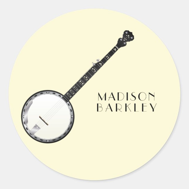 Sticker Rond Professeur de musique de Banjo (Devant)