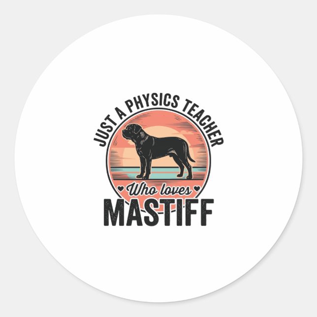 Sticker Rond Professeur de physique aime Maillot de chien vinta (Devant)