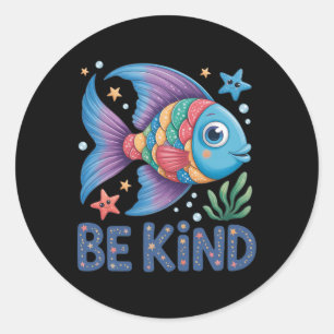 Sticker Rond Professeur de poisson à l'échelle arc-en-ciel gent