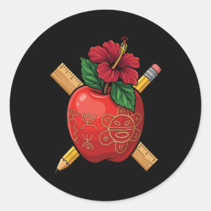 Sticker Rond Professeur de Porto Rico Taino Apple Sol De Jayuya