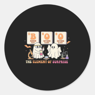 Sticker Rond Professeur de sciences Halloween Fantôme Bouh L'él