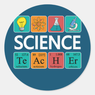 Sticker Rond Professeur de sciences Table périodique Chimie bio