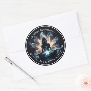 Sticker Rond Professeur de Yoga Pose de Méditation Lotus Brumeu