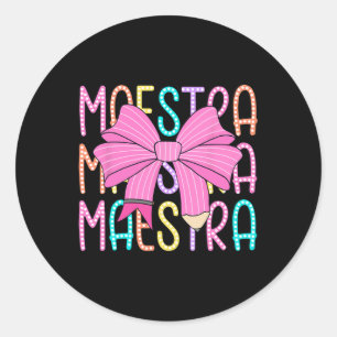 Sticker Rond Professeur d'espagnol Maestra Retour à l'école Cra