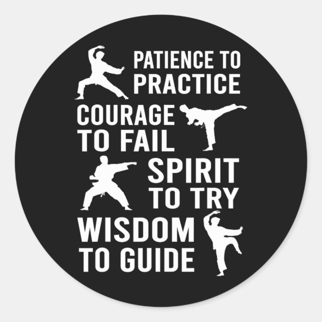 Sticker Rond Professeur Karate Étudiant Formation Pratique Kara (Devant)