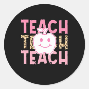 Sticker Rond Professeur Léopard Reconnaissance Enseigner Avec A