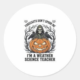 Sticker Rond Professeur Météo Halloween Épouvantable Faucheur C
